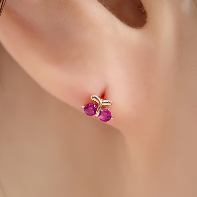 14K 체리 핑크 귀걸이